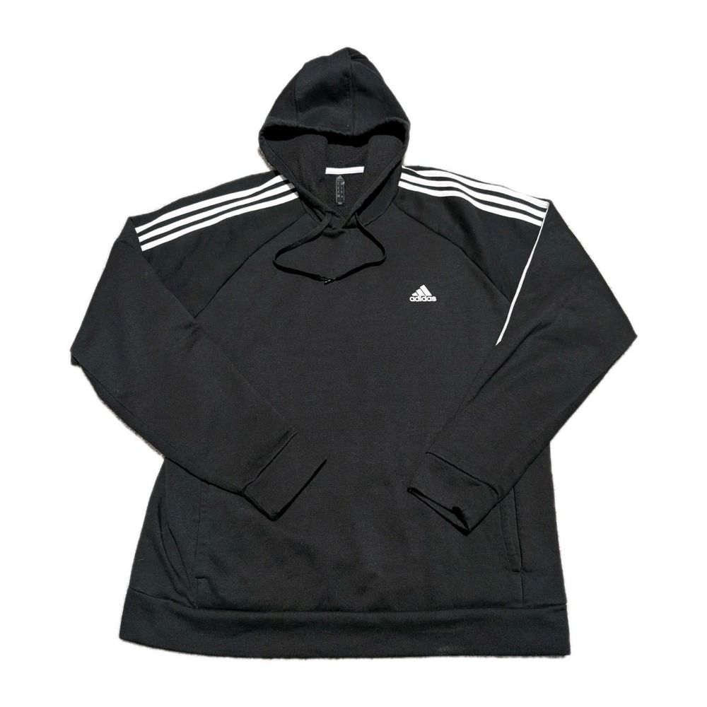 Adidas 3-Stripes Drawstring Black‎ Fleece  Men's XL Hoodie